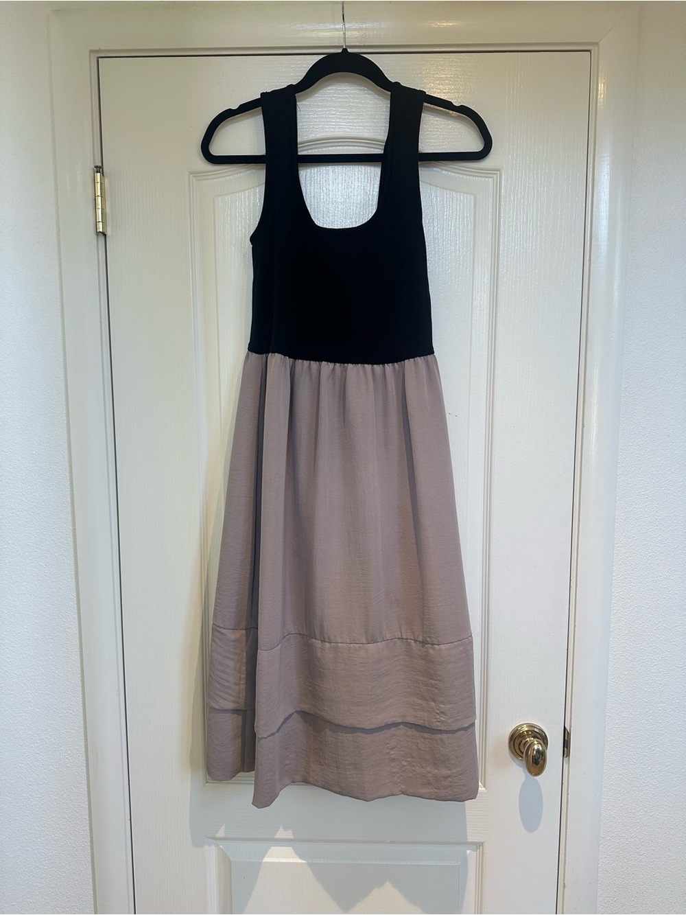 Massimo Black & Taupe Colorblock Midi Dress